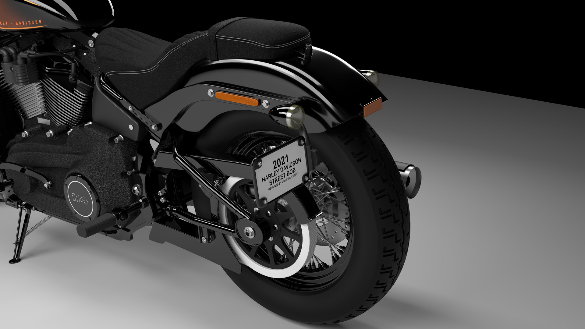 Realistic Harley Davidson Street Bob 2021 Vivid Black 3D Model