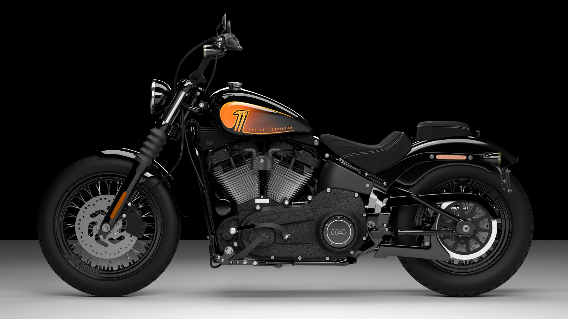 Realistic Harley Davidson Street Bob 2021 Vivid Black 3D Model