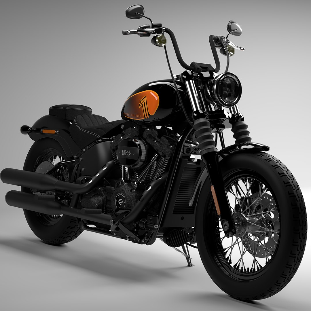 Harley Davidson Street Bob 2021 3D Model (Vivid Black)