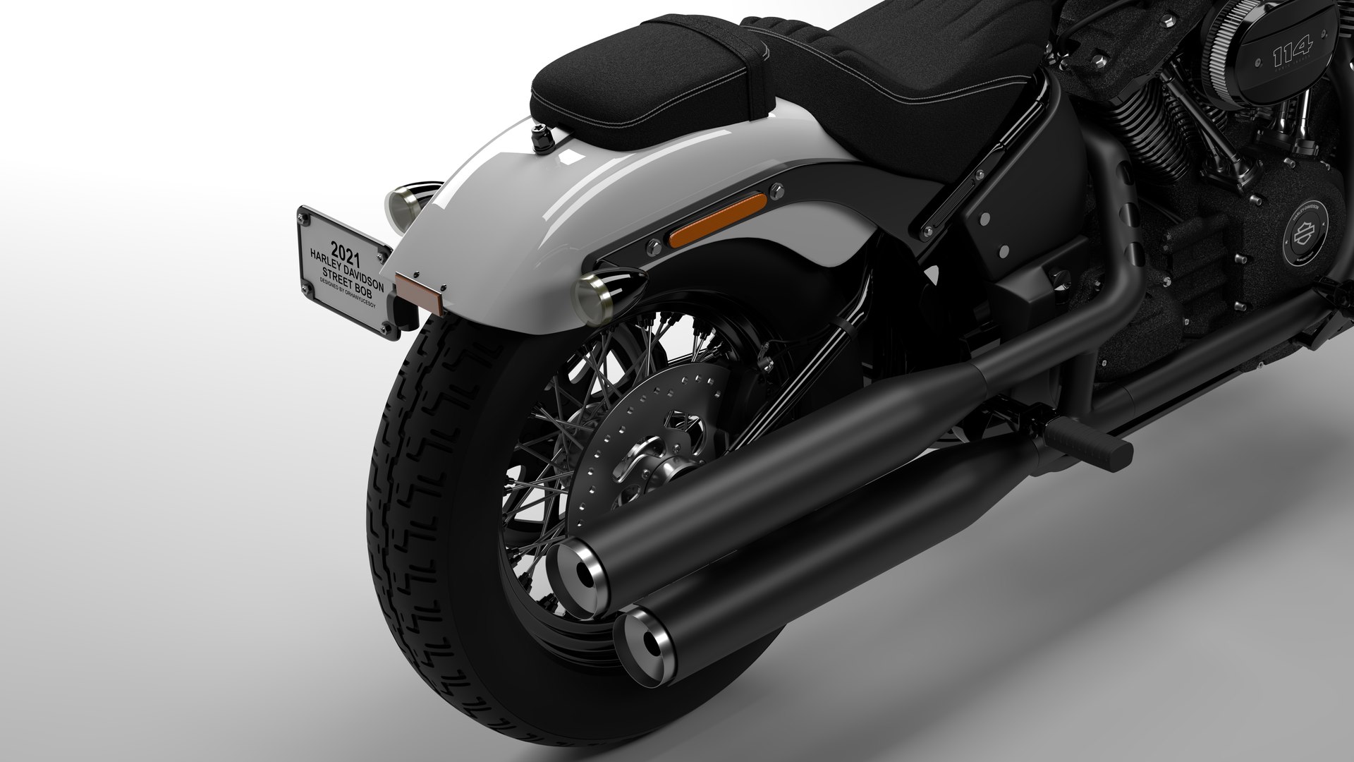 Harley Davidson Street Bob 2021 3D Model (Stone Washed White Pearl)