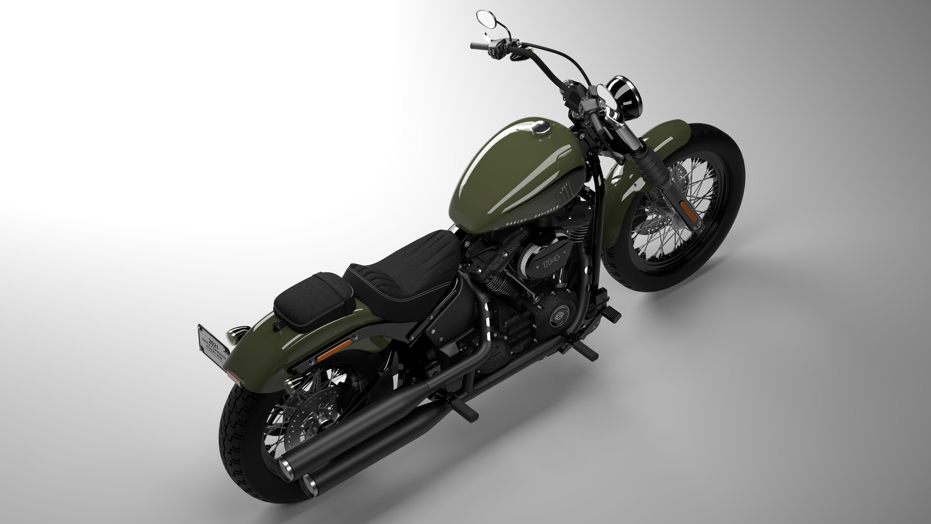 Harley Davidson Street Bob 2021 3D Model (Deadwood Green)