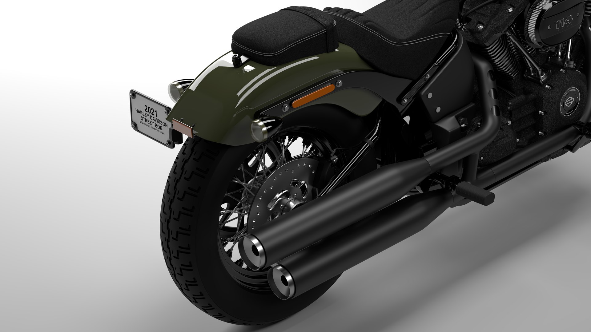 Harley Davidson Street Bob 2021 3D Model (Deadwood Green)