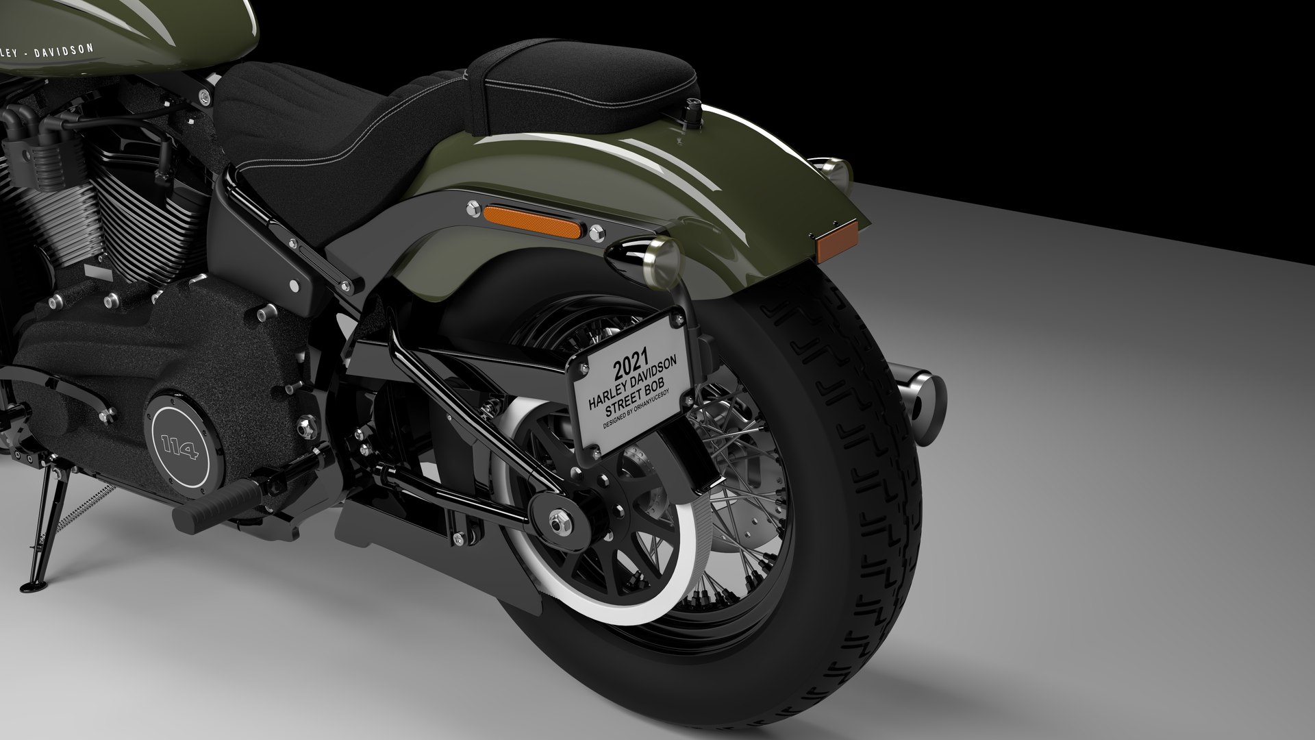 Harley Davidson Street Bob 2021 3D Model (Deadwood Green)