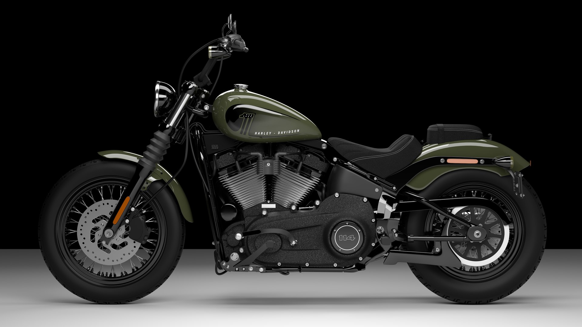 Harley Davidson Street Bob 2021 3D Model (Deadwood Green)