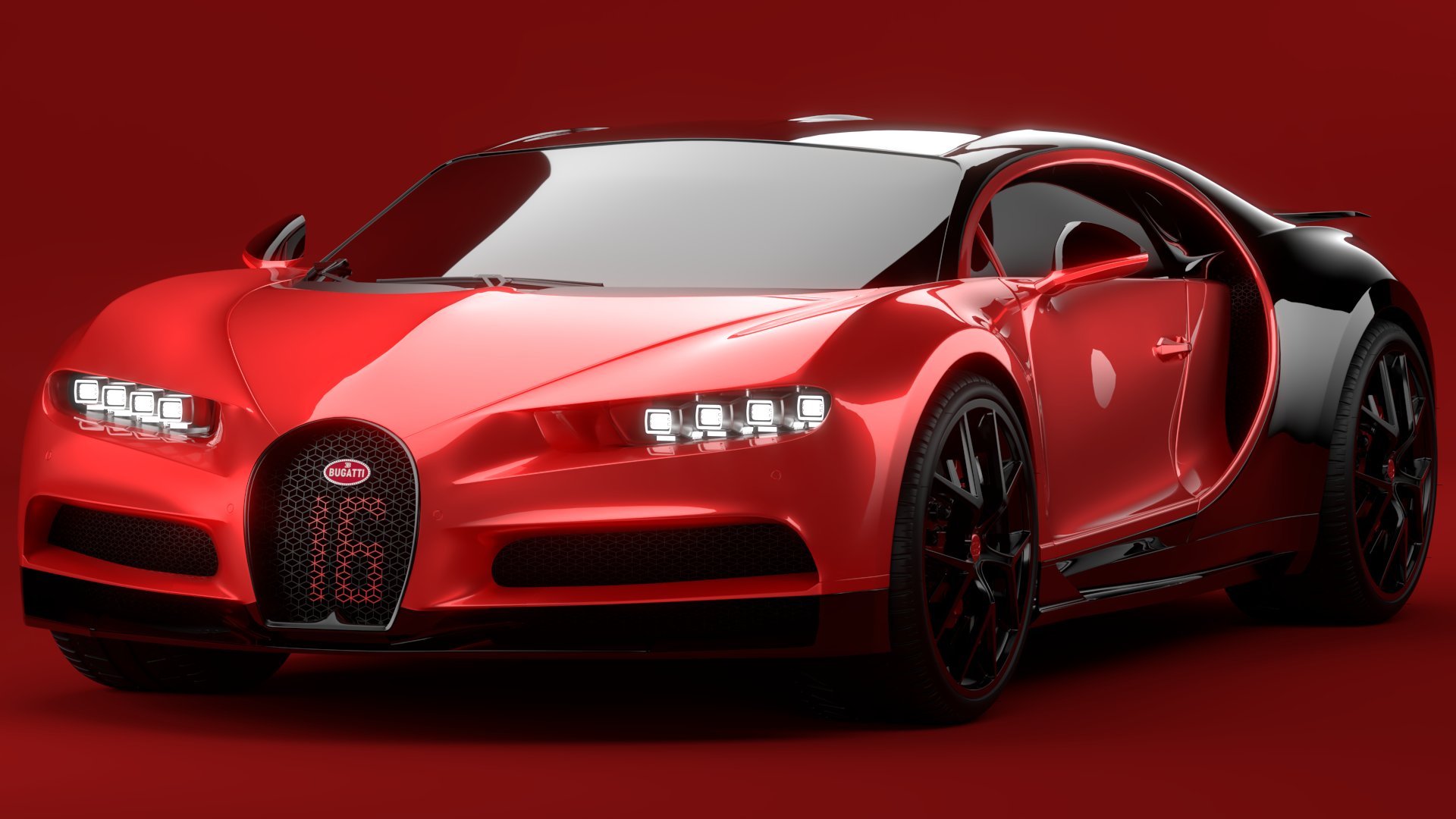 Bugatti Chiron Sport 3D Model 2021 Red