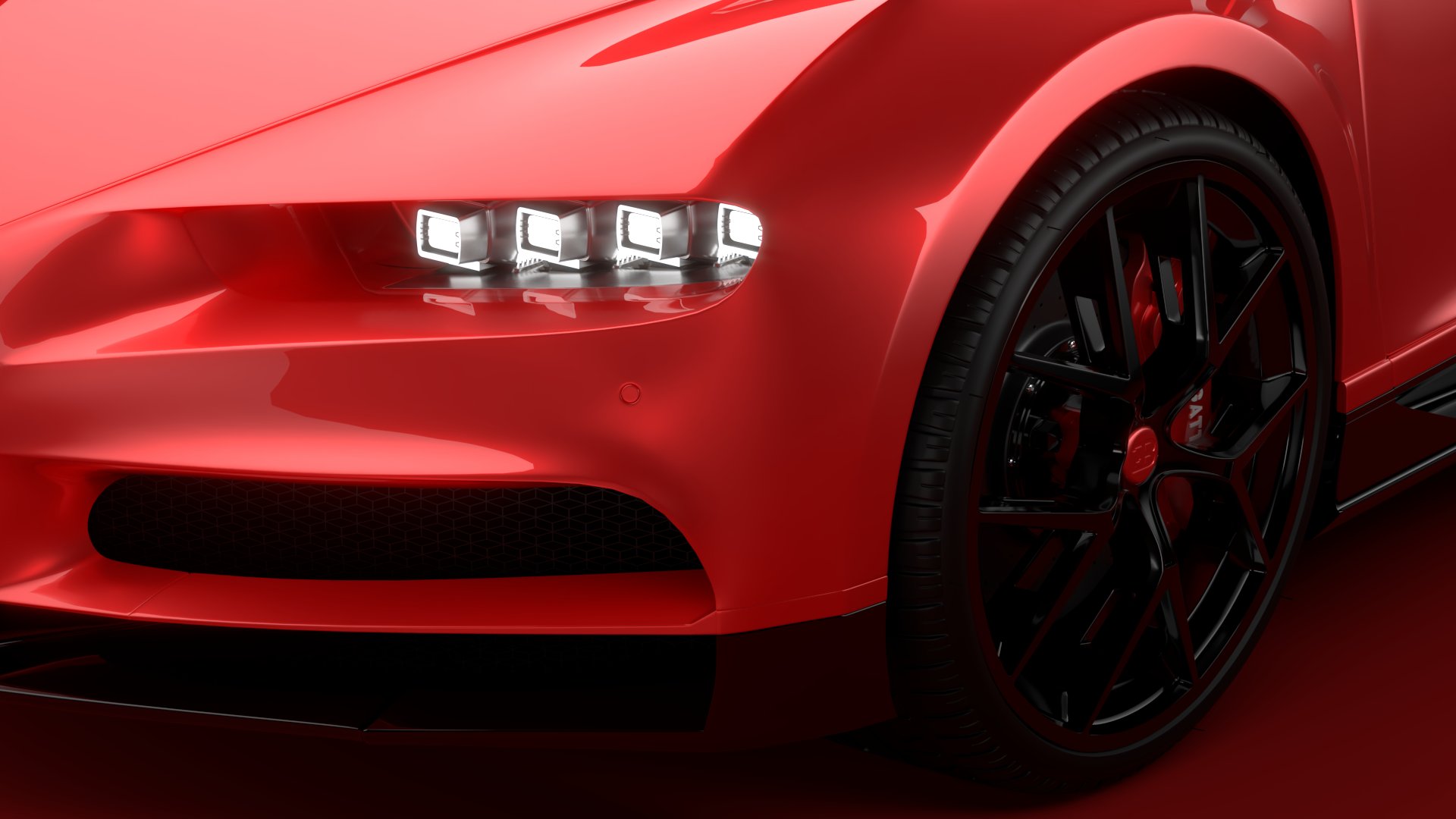 Bugatti Chiron Sport 3D Model 2021 Red