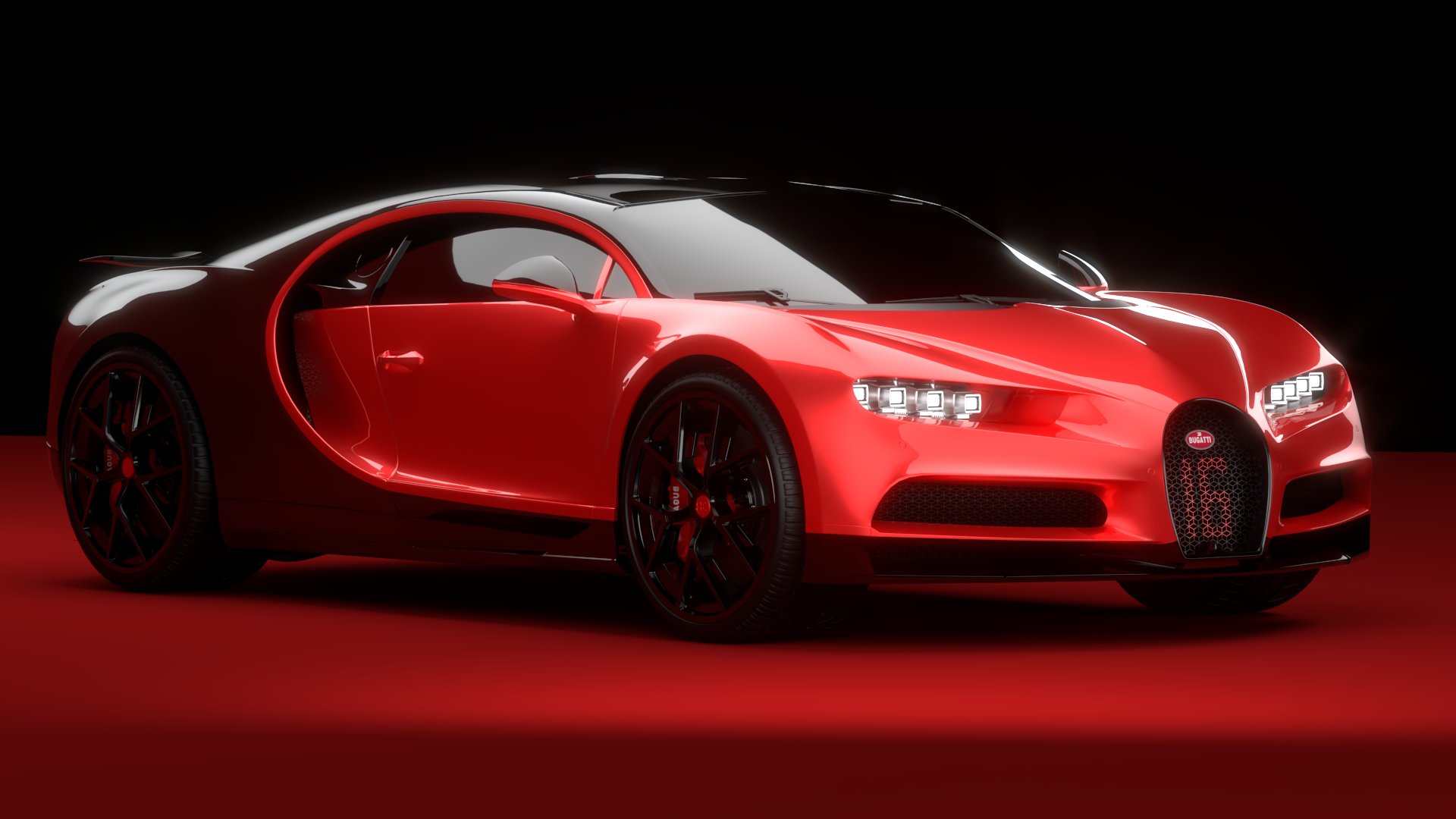 Bugatti Chiron Sport 3D Model 2021 Red
