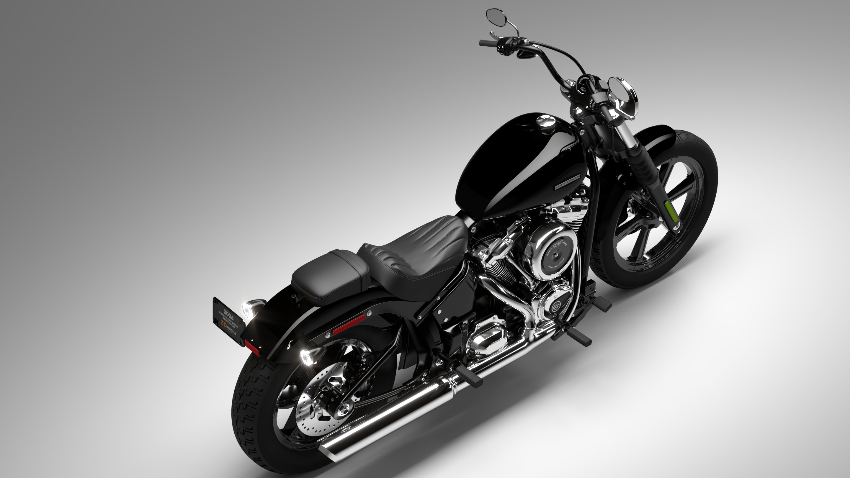 Harley Davidson Street Bob 2026 3D Model (Vivid Black)