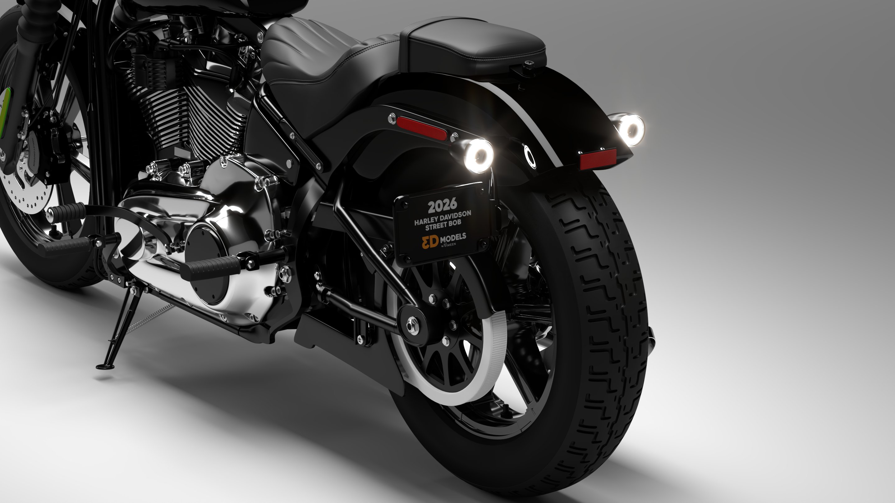 Harley Davidson Street Bob 2026 3D Model (Vivid Black)