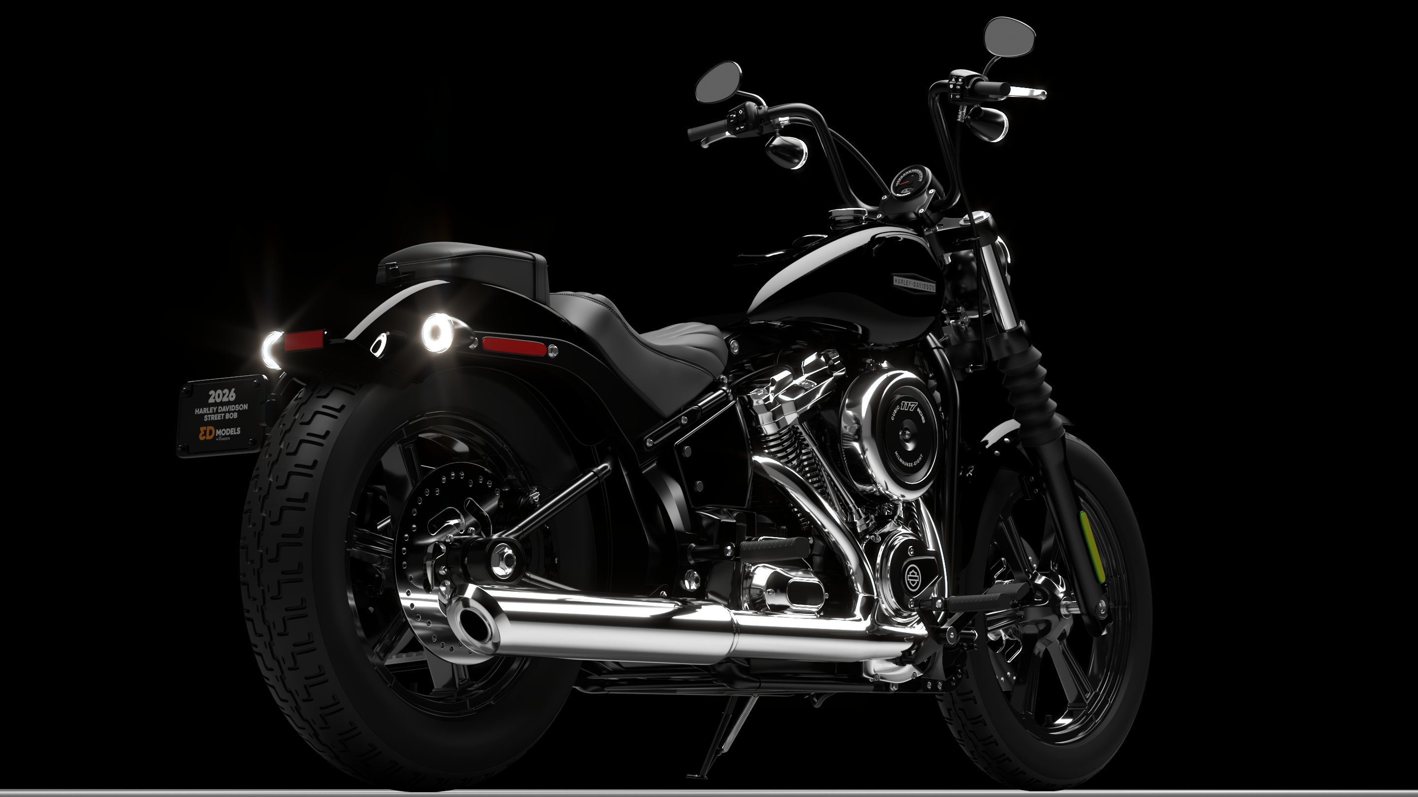 Harley Davidson Street Bob 2026 3D Model (Vivid Black)