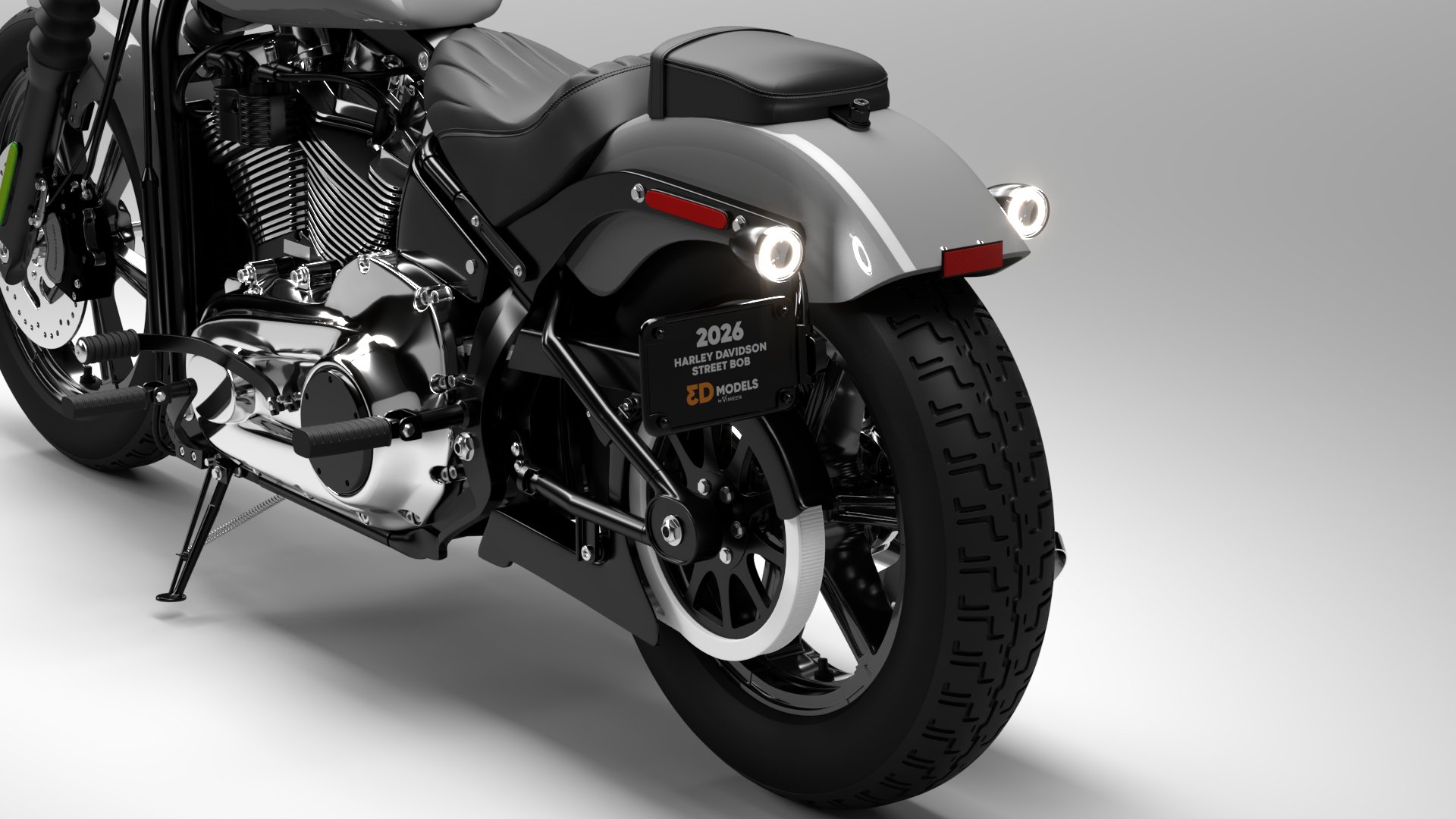 Harley Davidson Street Bob 2026 3D Model (Dark Billiard Gray)