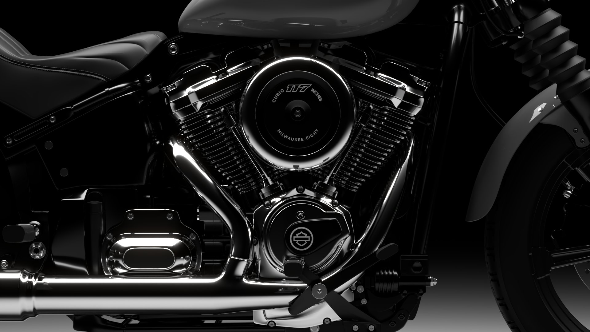 Harley Davidson Street Bob 2026 3D Model (Dark Billiard Gray)