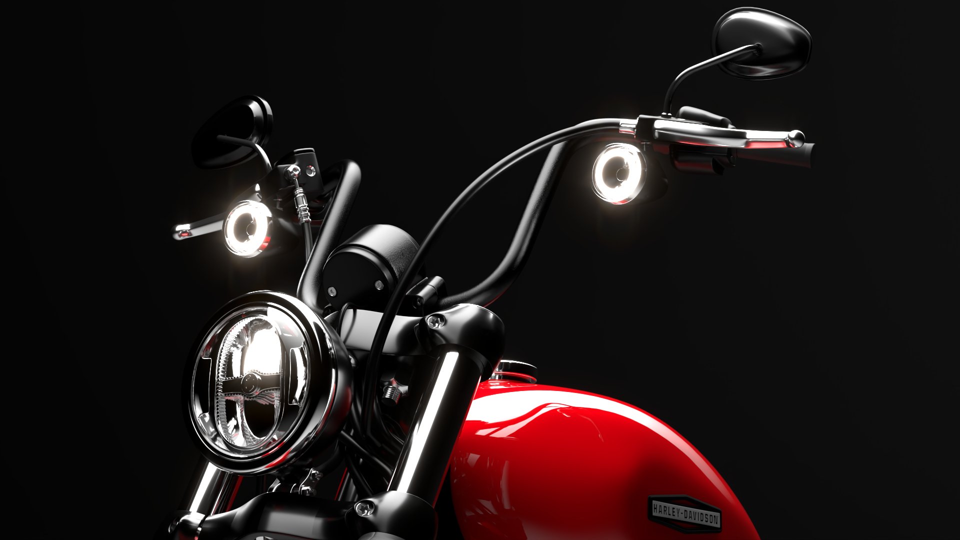 Harley Davidson Street Bob 2026 3D Model (Brilliant Red)