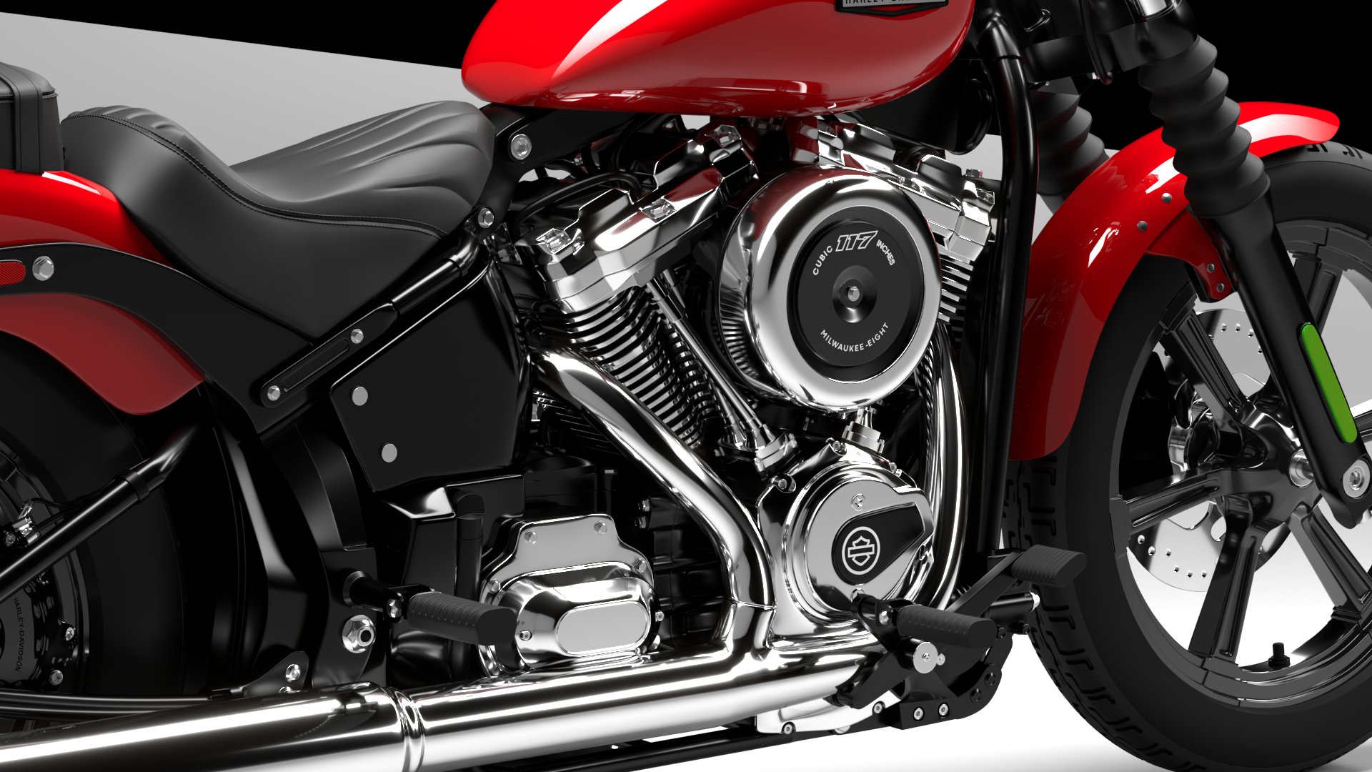Harley Davidson Street Bob 2026 3D Model (Brilliant Red)