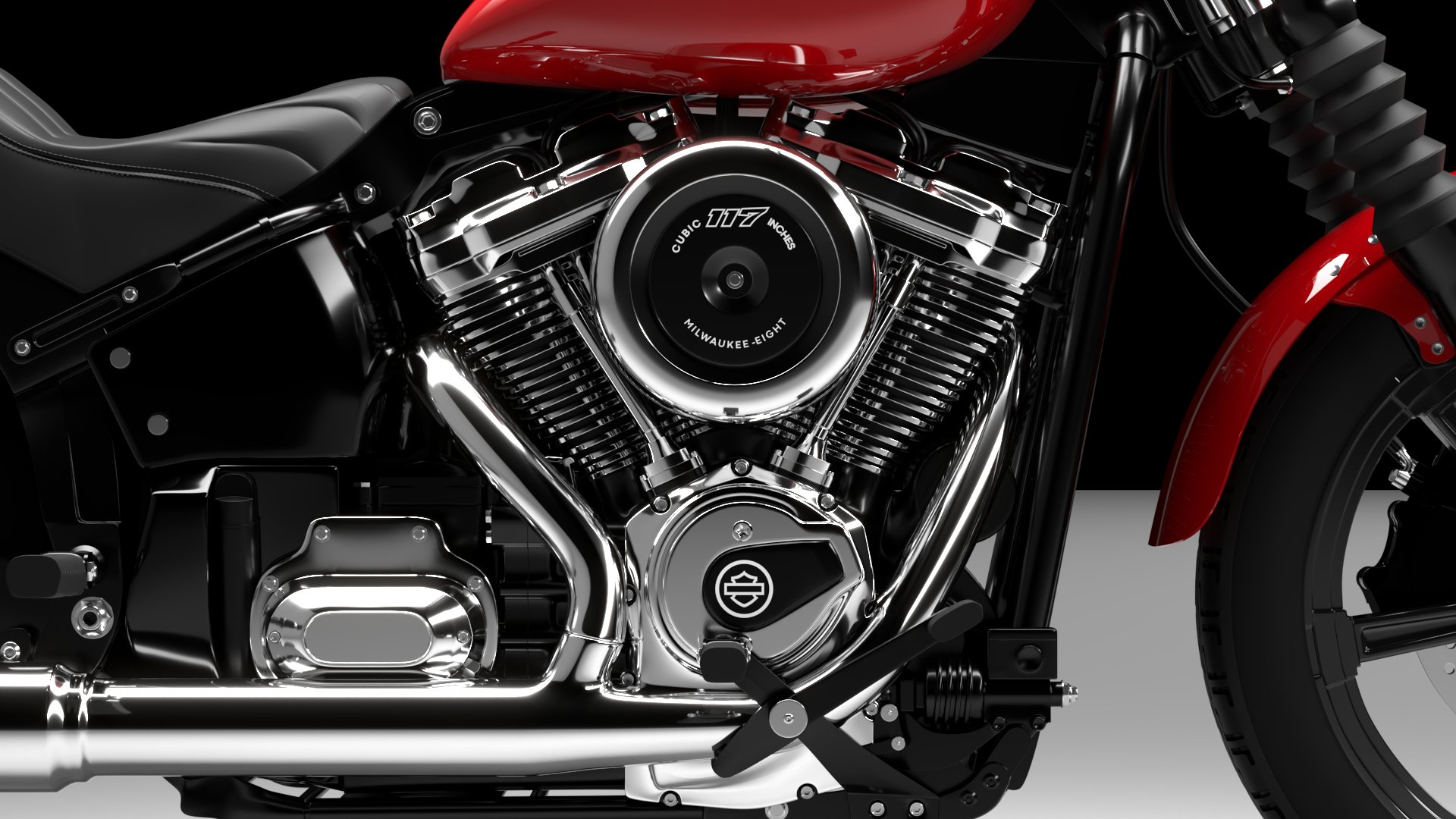 Harley Davidson Street Bob 2026 3D Model (Brilliant Red)