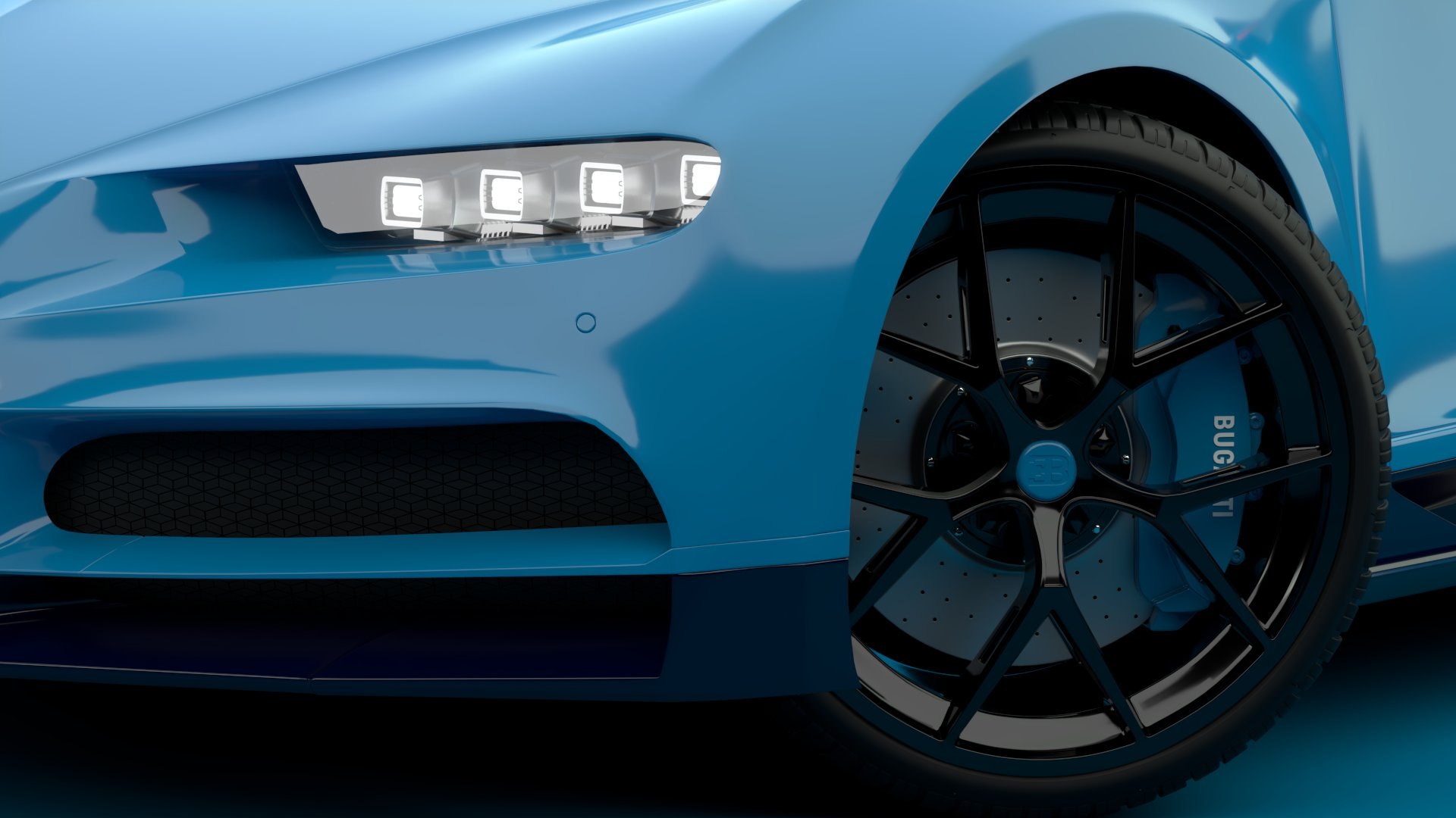 Bugatti Chiron Sport 3D Model Blue