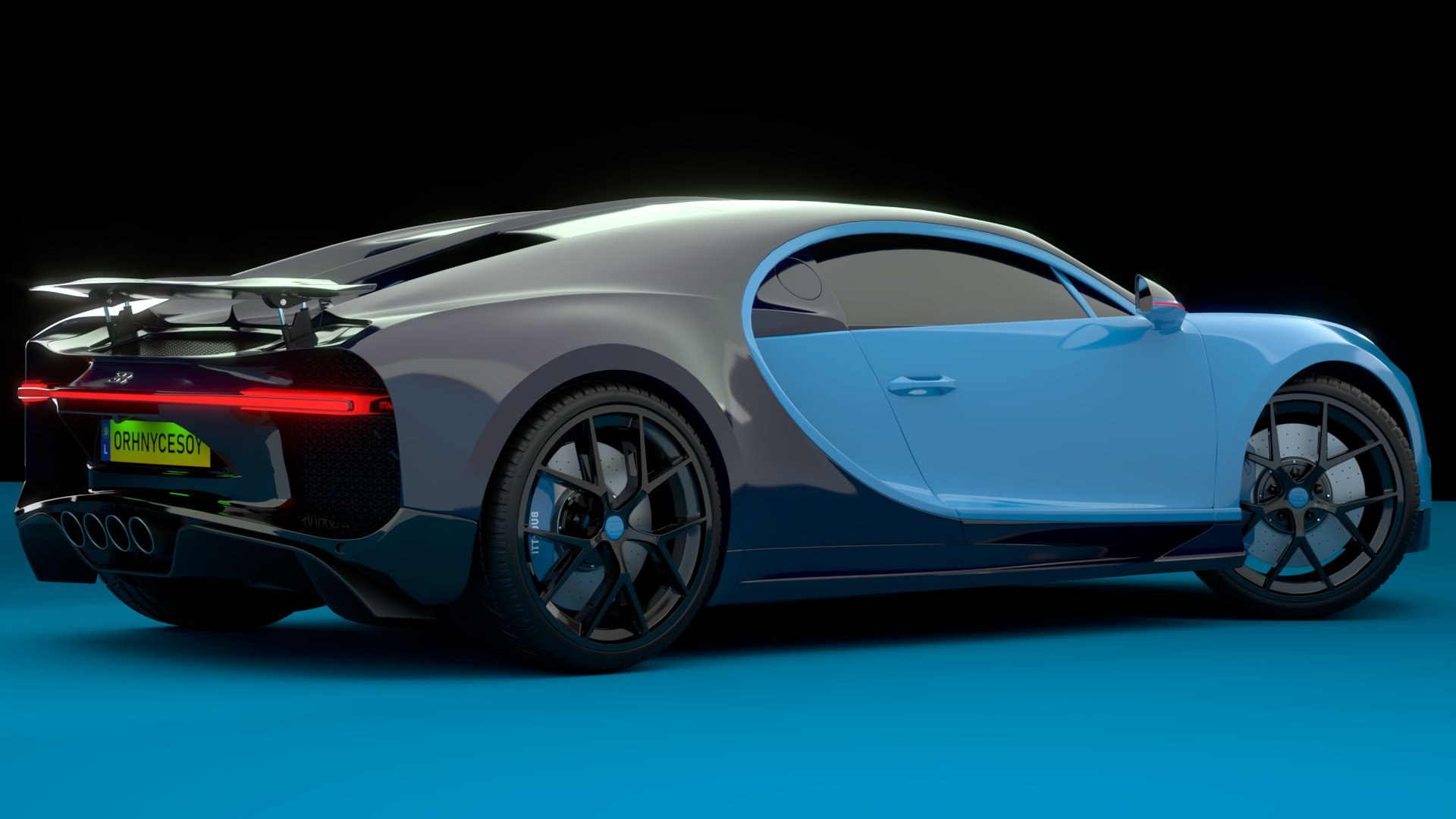Bugatti Chiron Sport 3D Model Blue