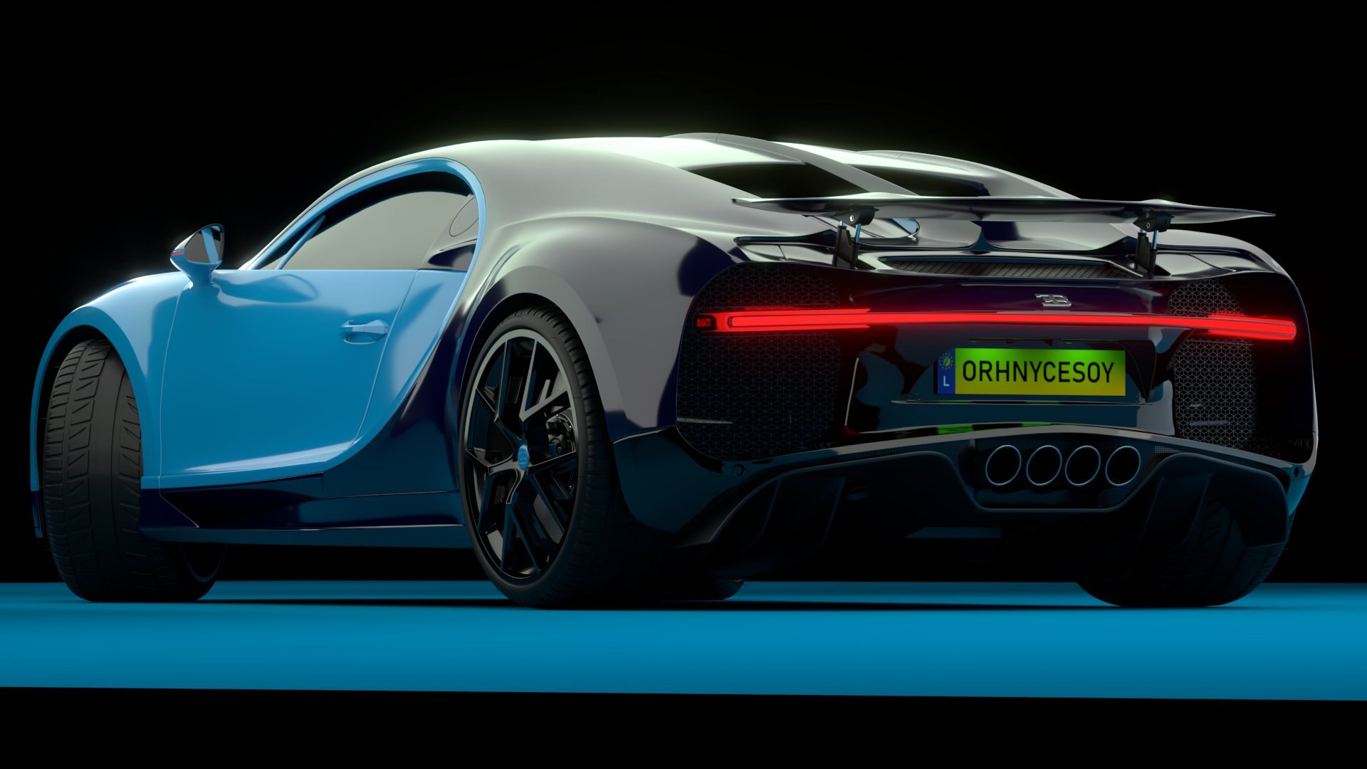Bugatti Chiron Sport 3D Model Blue