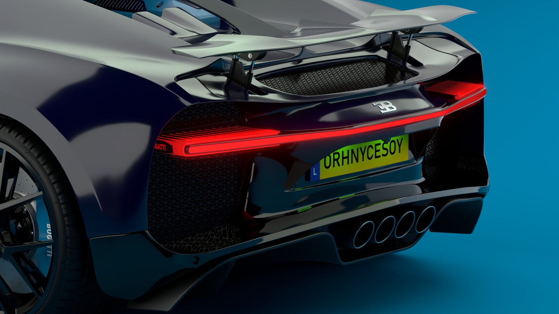 Bugatti Chiron Sport 3D Model Blue