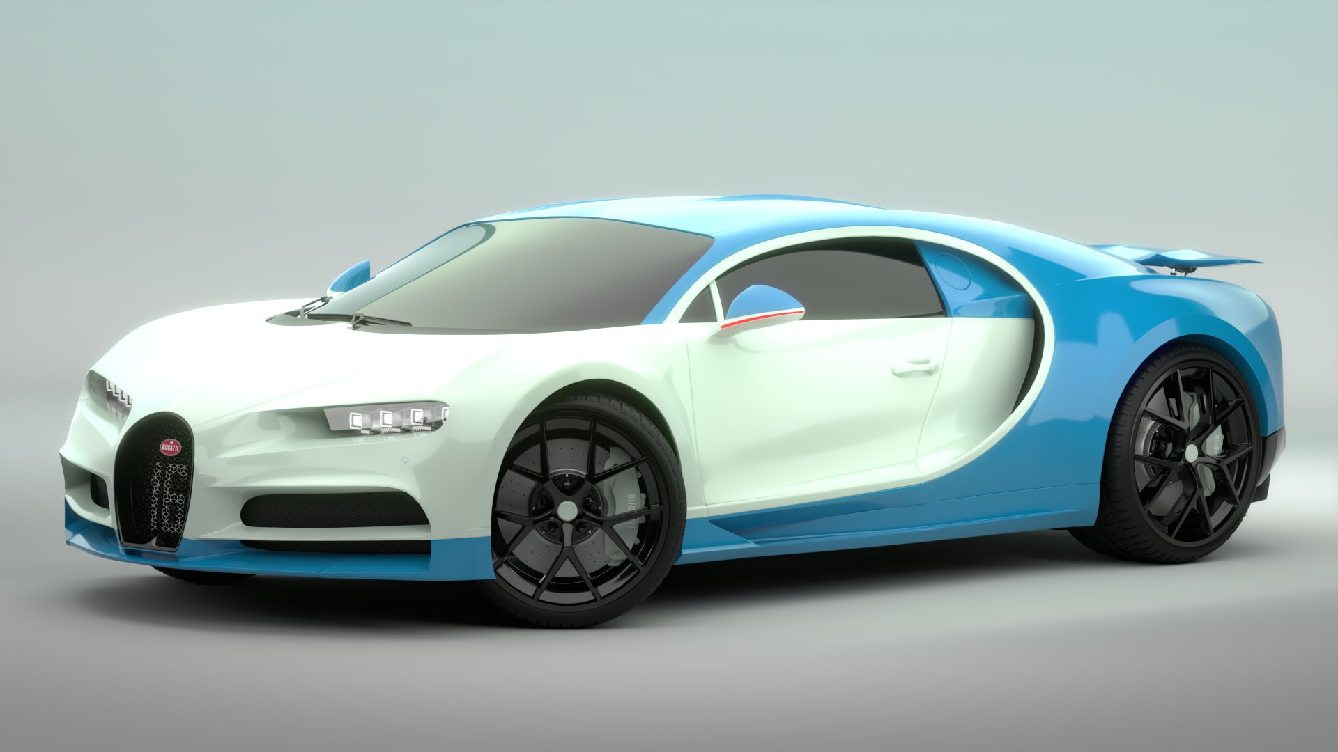 Bugatti Chiron Sport 3D Model Blue White