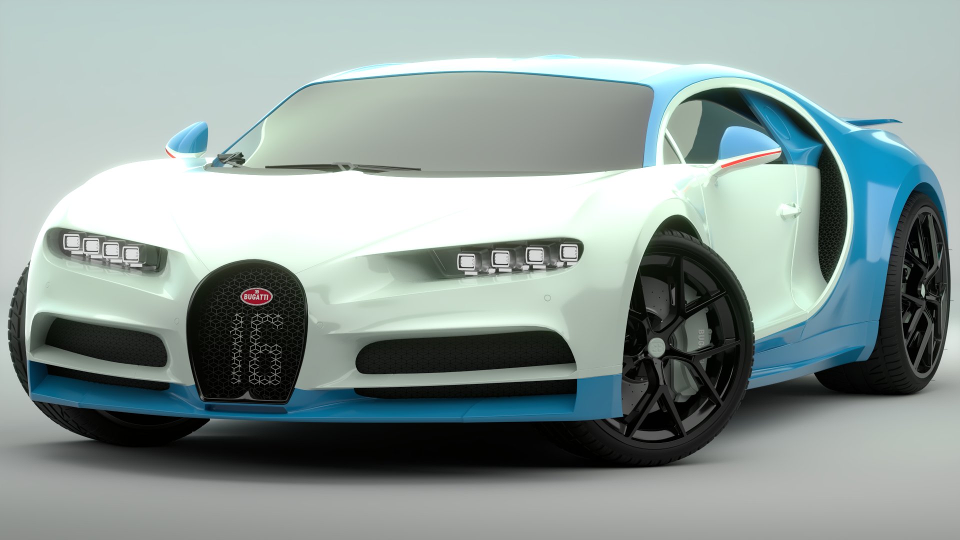 Bugatti Chiron Sport 3D Model Blue White