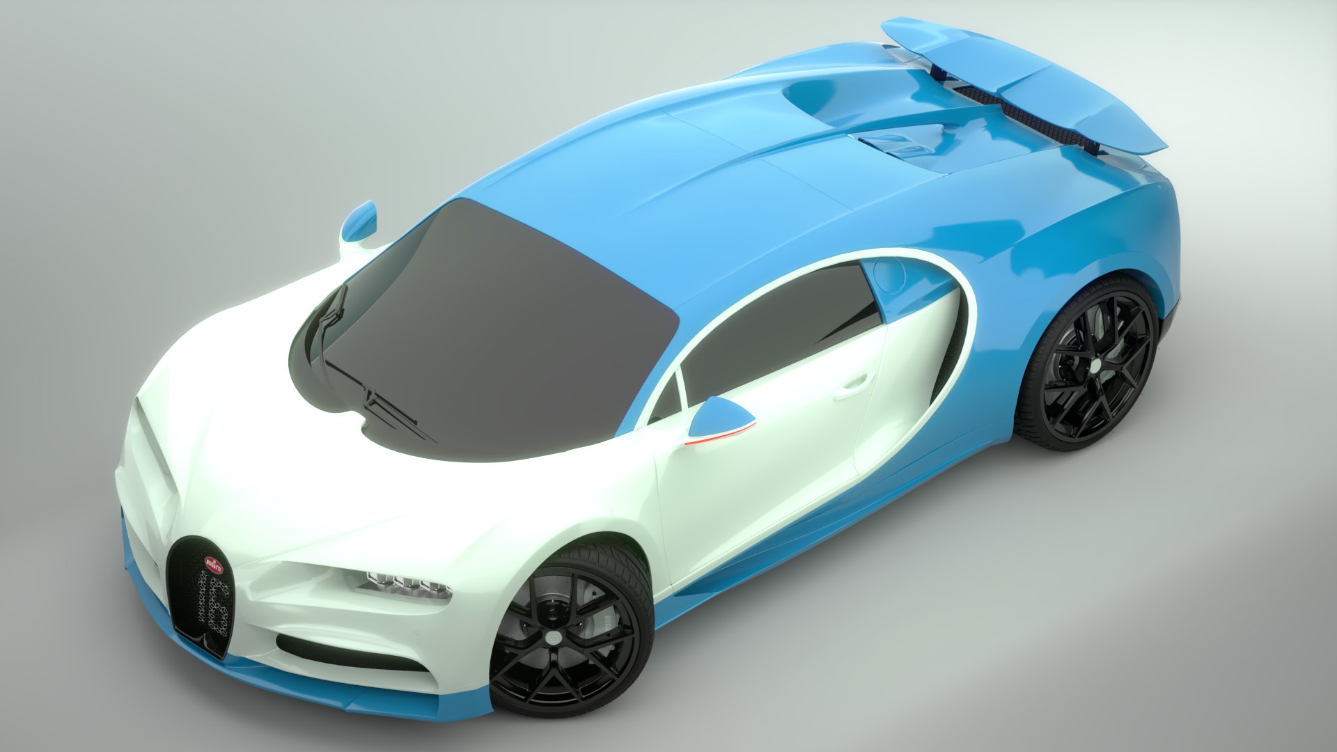 Bugatti Chiron Sport 3D Model Blue White