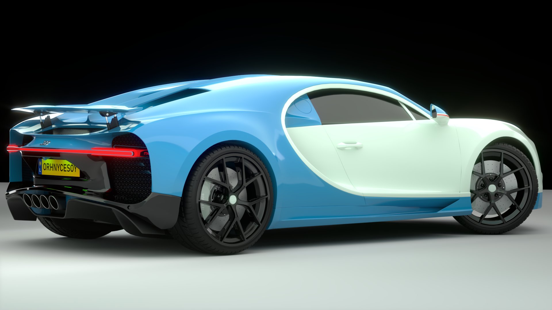 Bugatti Chiron Sport 3D Model Blue White