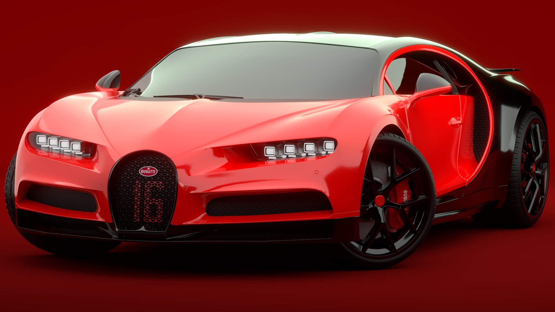 Bugatti Chiron Sport 3D Model Red