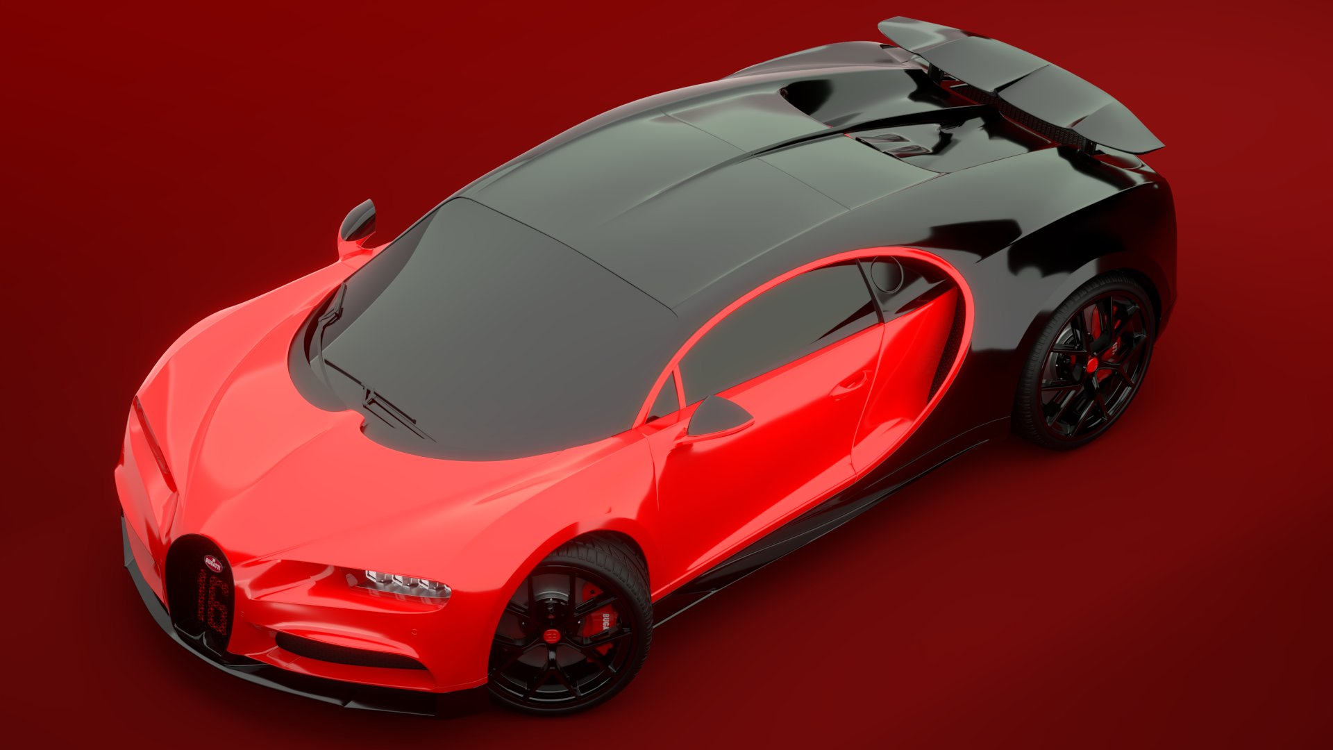 Bugatti Chiron Sport 3D Model Red