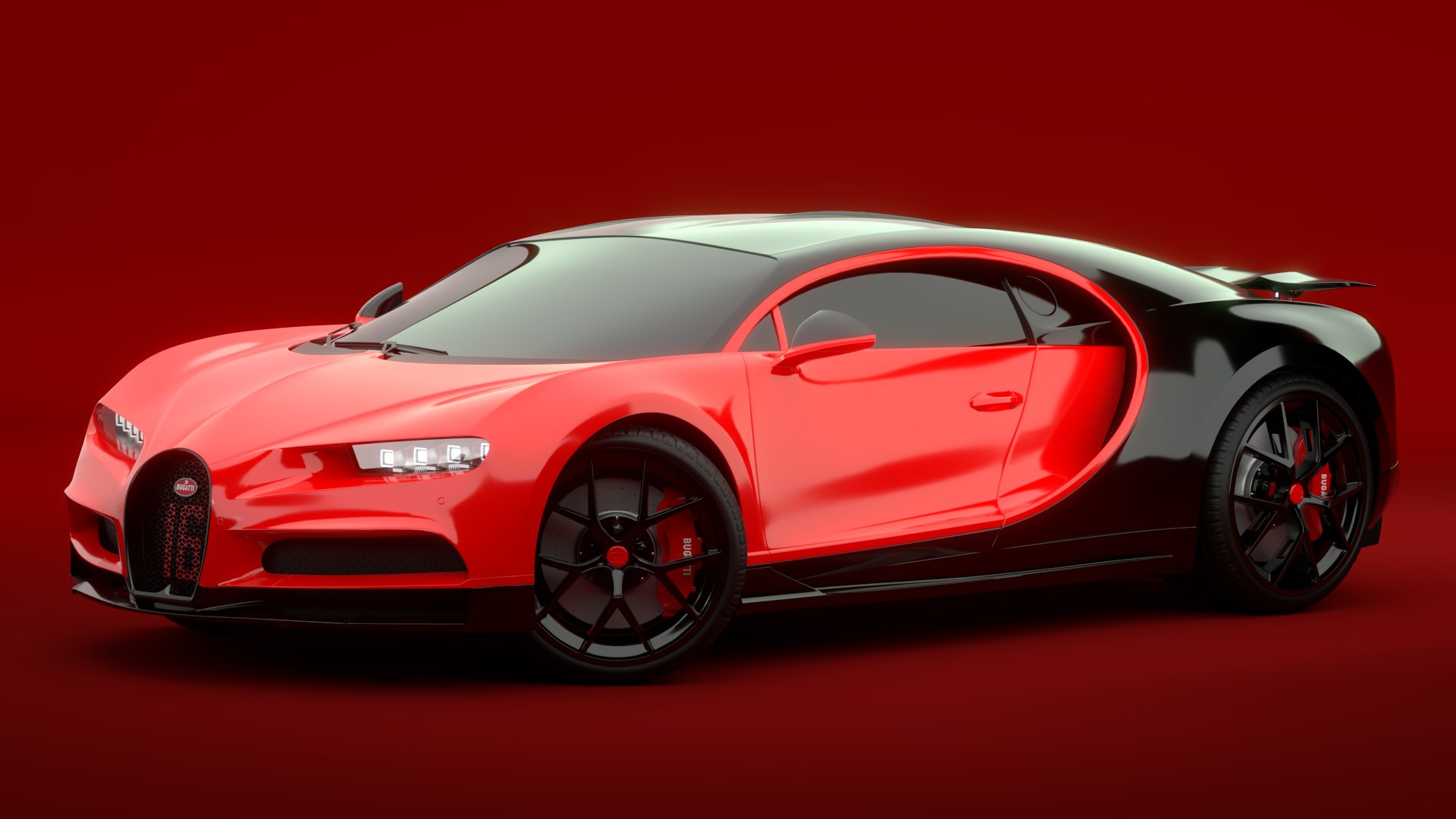 Bugatti Chiron Sport 3D Model Red