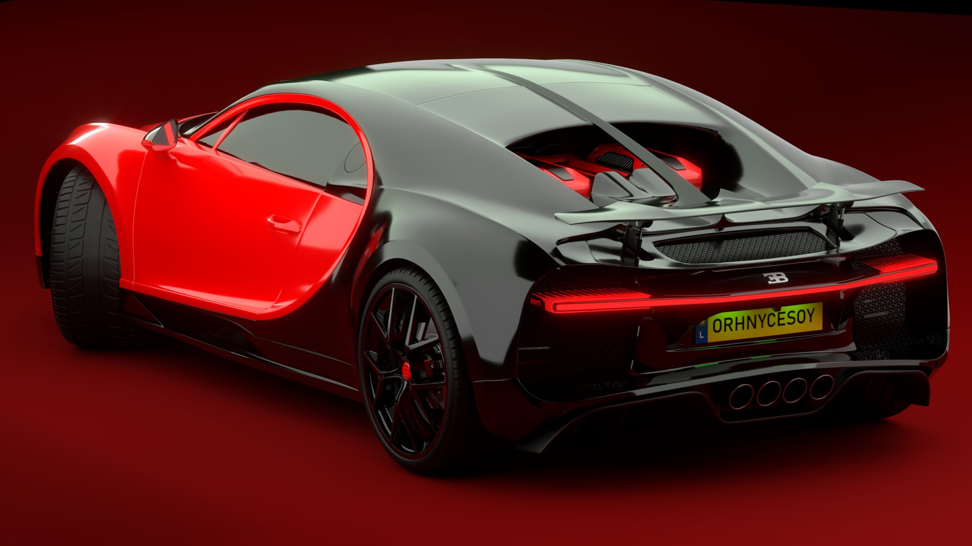Bugatti Chiron Sport 3D Model Red