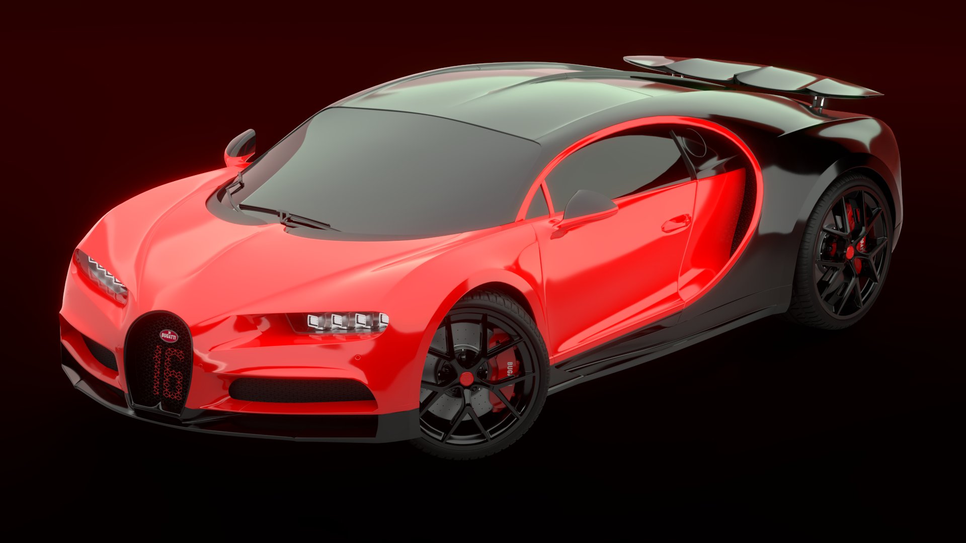 Bugatti Chiron Sport 3D Model Red